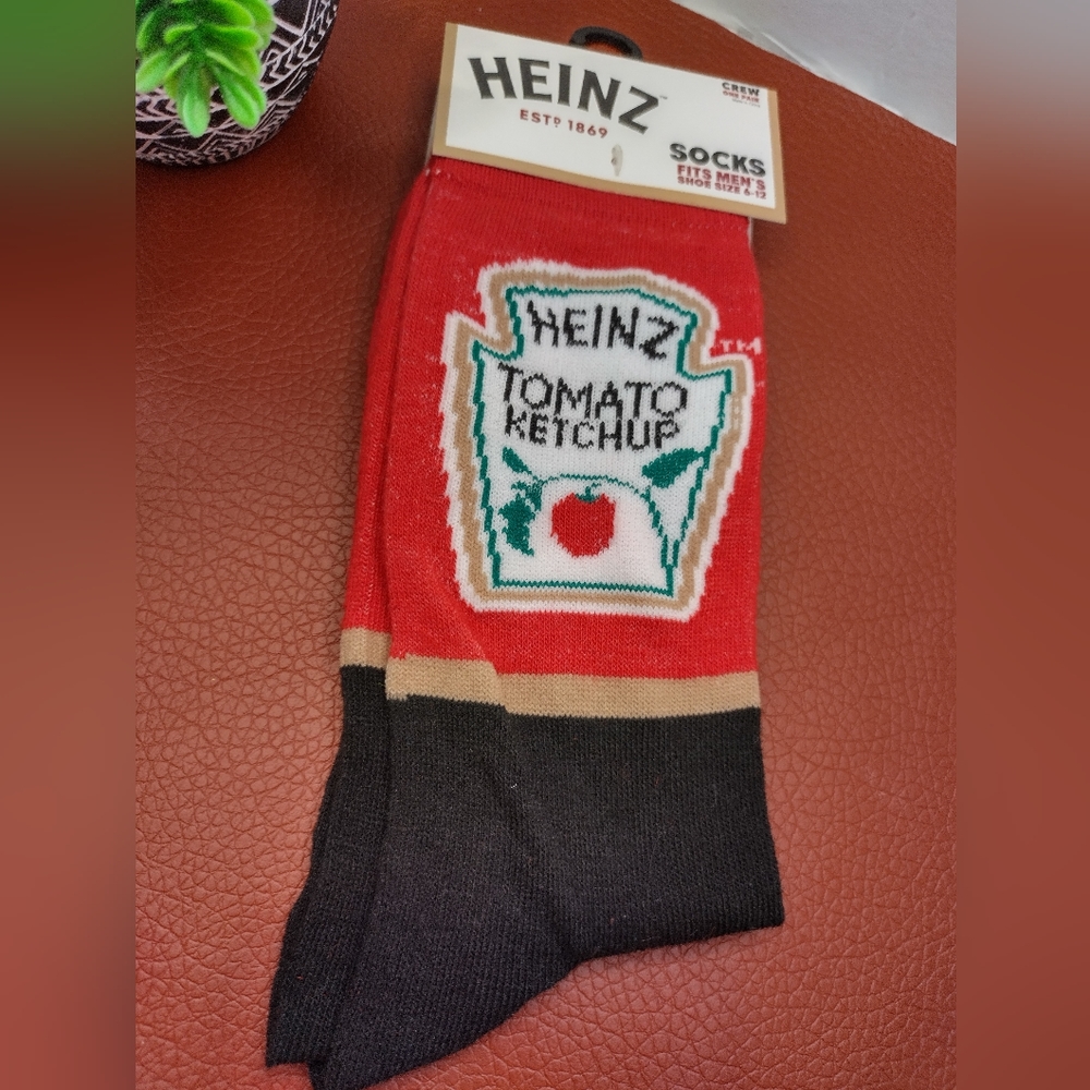 Men's Fashion Novelty Casual Dress Heinz Tomato Ketchup Socks Size 6-12